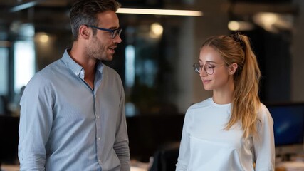 Young consultant engaging with a client in a modern office during a productive work session, sharing ideas in a collaborative environment
