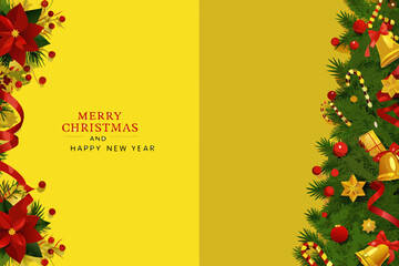 Festive christmas decoration with a golden background and holiday greetings