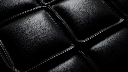 Luxury black leather texture with stitched pattern.