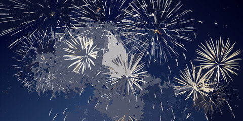 Spectacular fireworks display illuminates the dark night sky with brilliant bursts