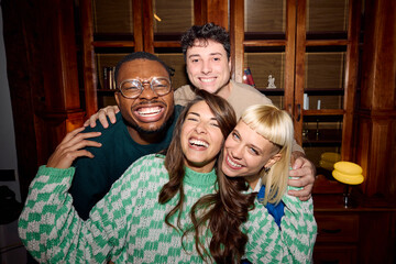 Portrait of four happy friends