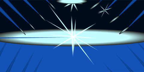 Abstract scene elegant blue light lines on dark background with lighting effect and sparkle. Vector illustration