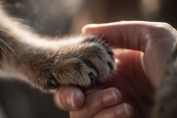 Hand and Kitten Paw