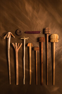 Various Wooden Utensils for cacao drinks