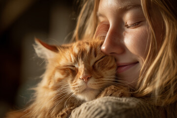 girl and cat