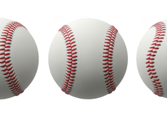 Three baseballs isolated on transparent background