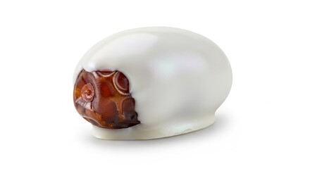 Exquisite White Chocolate Covered Date on a Pure White Background for Ramadan