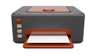 3D Icon of a Modern Printer with Paper