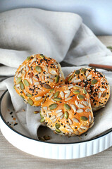 Close up Homemade Multiseed Bun