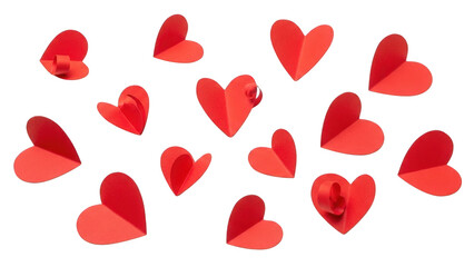 Scattered hearts illustration isolated on transparent background