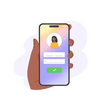 Hand Holding Smartphone with Login Screen