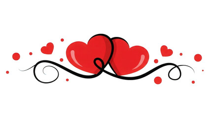Intertwined hearts design isolated on transparent background