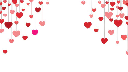 Colorful hearts floating on transparent background