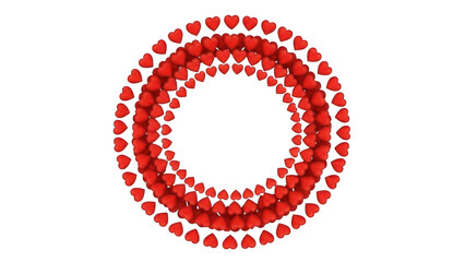 Circular heart pattern isolated on transparent background