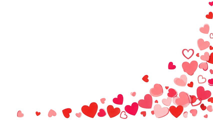 Colorful hearts corner design isolated on transparent background