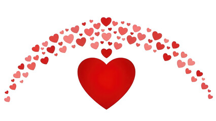 Heart arch with smaller hearts isolated on transparent background