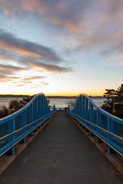 Bridge Sunrise landscape Boston Pedestrian  in Park 
