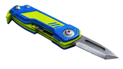 Folding utility knife with a sharp bladed tool for construction work, diy projects, and everyday cutting tasks