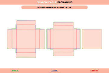 Square jewelry rigid box with lid dieline engineered for upscale presentation precise folding accuracy and professional luxury packaging layout