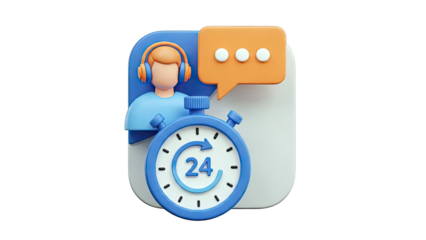 24/7 Customer Support Icon with Stopwatch