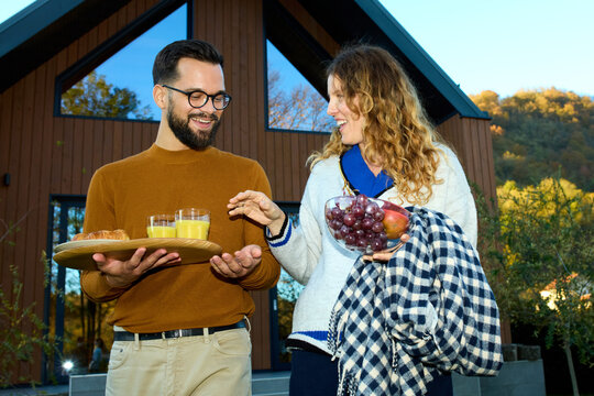 Couple enjoys spending time outside together