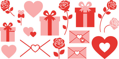 A charming collection of valentine s day themed roses hearts and gift boxes