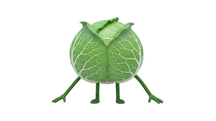 Anthropomorphic Cabbage Character with Arms and Legs