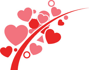 Abstract hearts and shapes create a romantic and playful visual composition