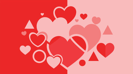 red, pink, hearts, shapes, abstract, background, design, love, romance, valentine, valentines day, graphic, illustration, vector, digital art, pattern, texture, simple, modern, flat design, minimalist