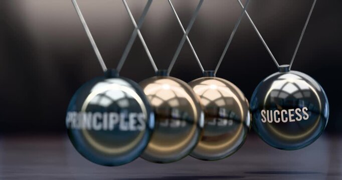 Principles creates success. Elegant metaphor showing power of the principles and its effects on success. Mutual and self inforcing link between principles and success. Video can be looped