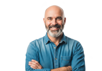 Portrait of a smiling man isolated on transparent background with beard