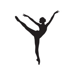 Obraz premium Graceful Ballerina Silhouette in Dance Pose - Classical Ballet Performance and Artistic Elegance Illustration