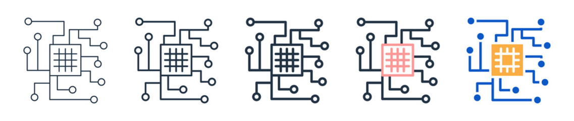 Circuit different style icons set vector illustration. 