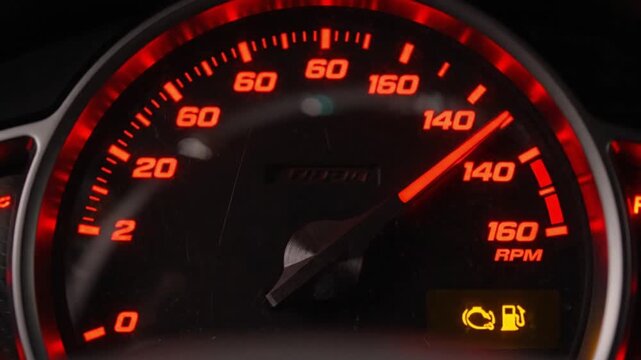 speedometer on black background dashboard speed gauge full throttle maximum speed