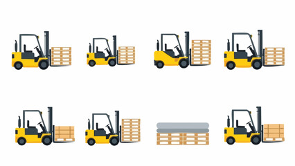 Forklift Trucks Lifting Wooden Pallets in Warehouse Logistics.