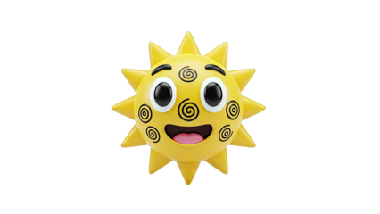 Cartoon Sun Character with Swirls