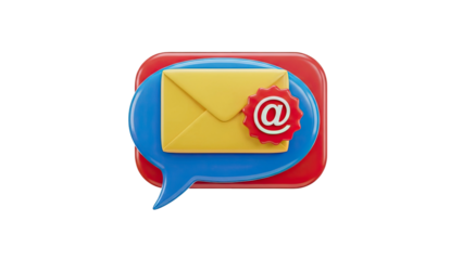 3D Email Icon with At Symbol