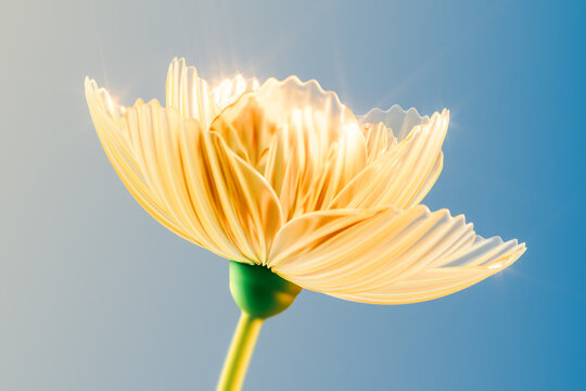 Crystal flower sparkles under spring sunlight
