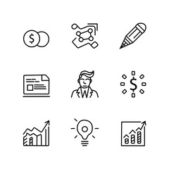 career icon set. Success winner, business goal, challenge hand drawn sketch line pen stroke style icon. Professional business career, goal sketch doodle drawn collection.