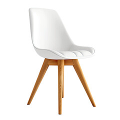 modern minimalistic white chair with wooden legs with isolated on transparency background PNG