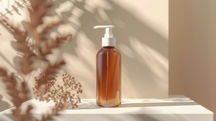 Skincare Bottle Mockup With Pump And Liquid Texture