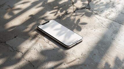 Smartphone Mockup On Concrete Surface With Natural Shadow