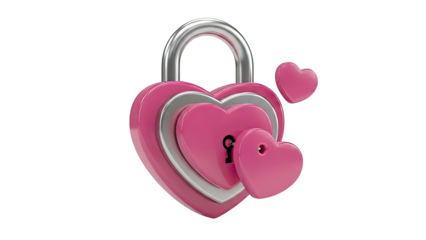 Heart-shaped padlock with surrounding hearts