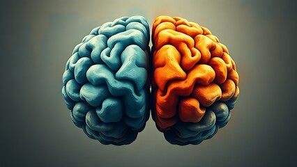 hemisphere. Artistic representation of brain hemispheres, illustrating the balance between creativity and logic. public awareness campaigns.