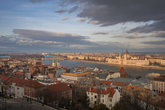 Budapest Sunset Skyline With Danube River and Landmarks
