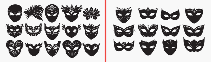 decorative mask illustration, carnival mask vector, theatrical face art, masquerade design elements, dramatic mask icons, cultural face illustration, festival mask clipart, artistic mask collection, f