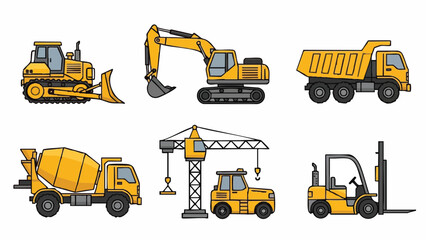 yellow construction equipment set.