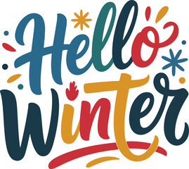 Hello winter typography design t shirt for winter 