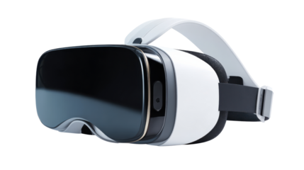 Vr headset enabling virtual reality experience, gaming, and metaverse exploration on transparent background