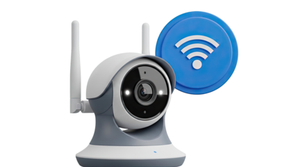 Wireless Security Camera with WiFi Symbol
